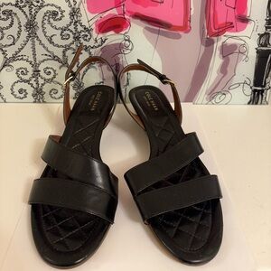 Cole Haan Black Quilted Leather Slingback Sandals - Size 8B
